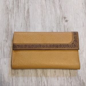 Vintage Princess Gardner‎ Split Buffalo Tan Cow Hide Tri-Fold Flat Wallet